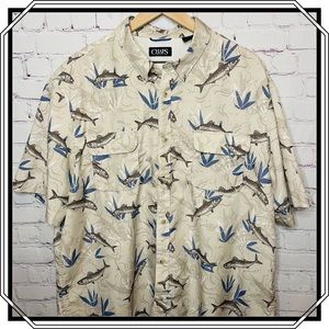 Chaps Short Sleeve Button Down Fishing Shirt Size XXL